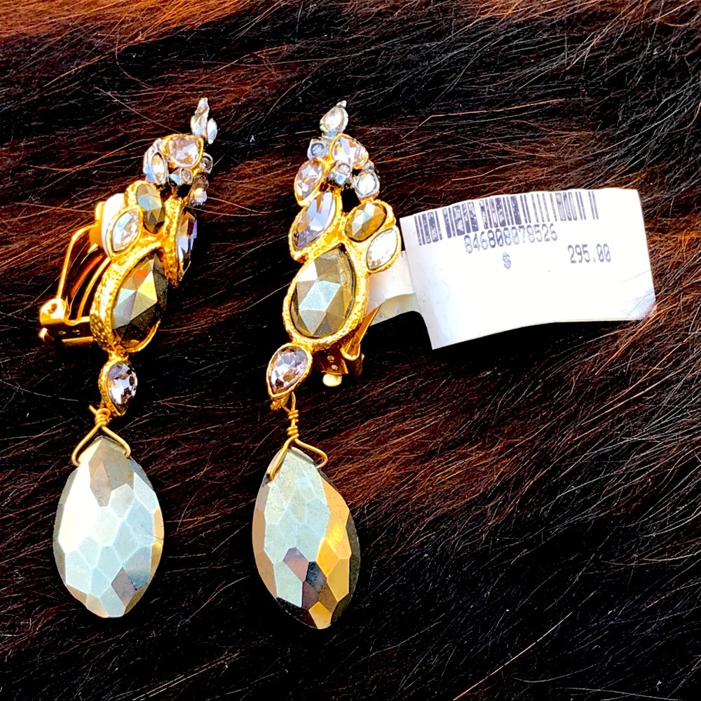 Alexis Bittar gold plated clip crystal earrings